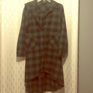 Hunter Green Buffalo Plaid Asymmetrical Dress